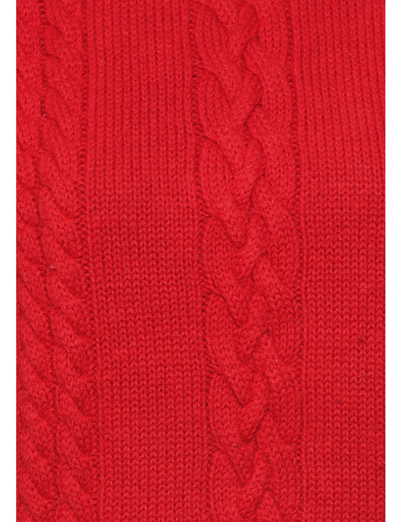 Red Polo Neck Jumper - L