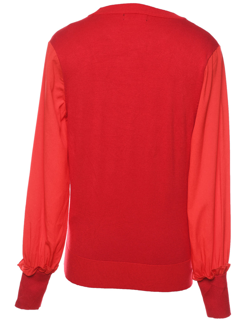 Red Sheer Sleeved Top - M