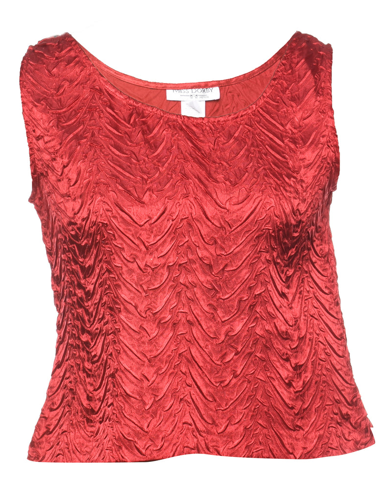 Red Smocked Evening Top - S