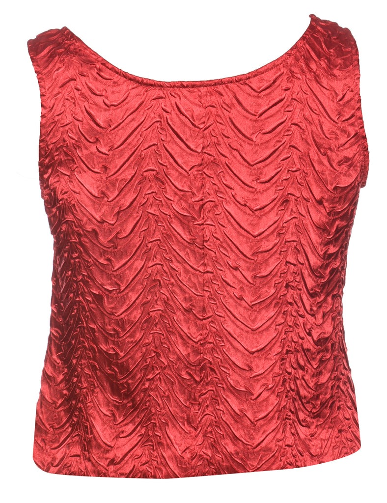 Red Smocked Evening Top - S