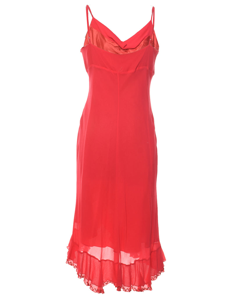 Red Sparkly Ruffled Evening Dress - M