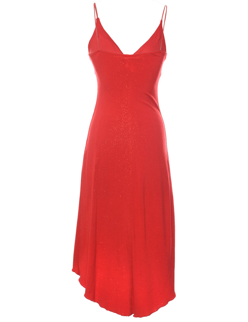 Red Sparkly Strappy Evening Dress - S