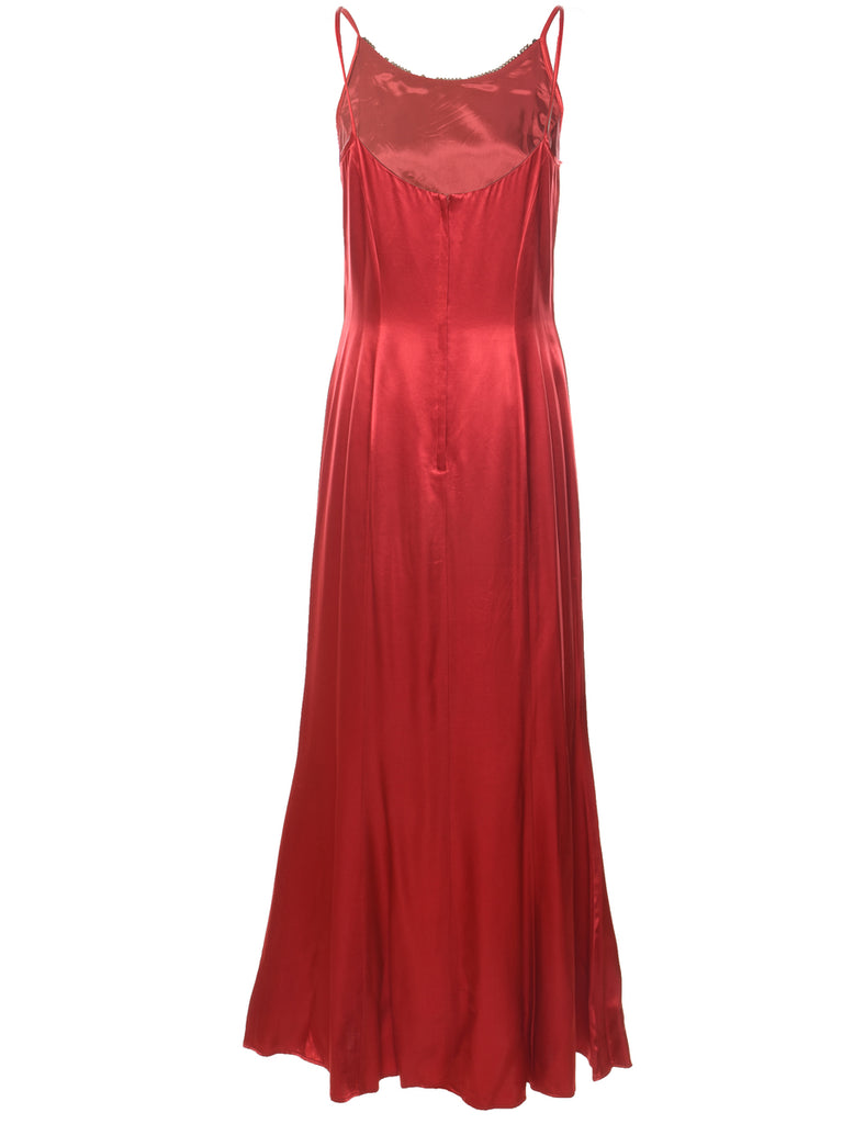 Red Strappy 1990s Evening Dress - M