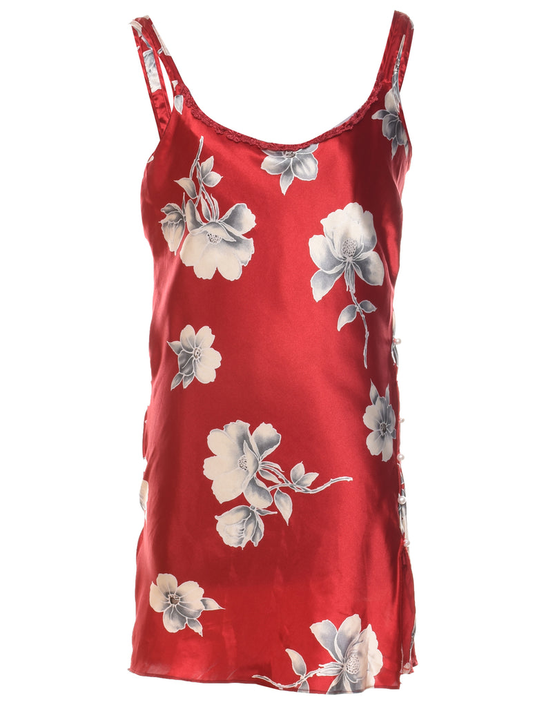 Red, White & Grey Floral Print Slip - M