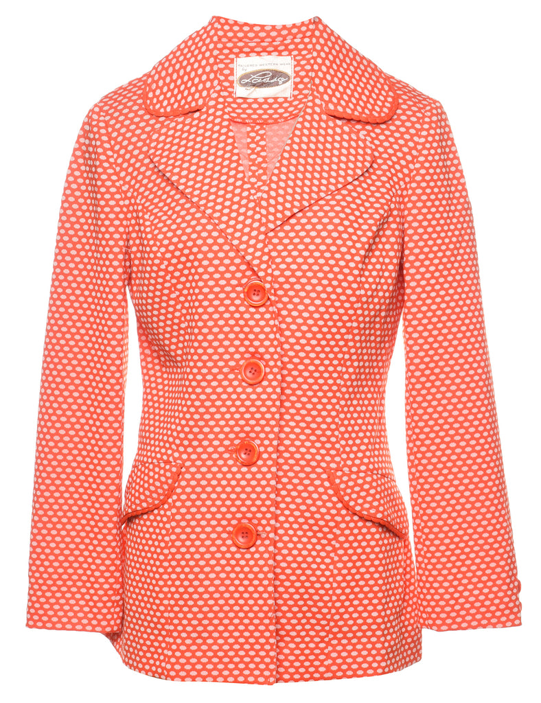 Red & White Polka Dot Print 1970s Blazer - S