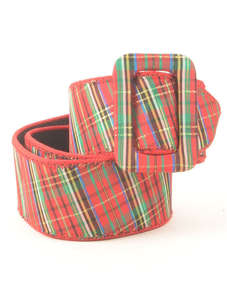 Red Wide Tartan Belt - M