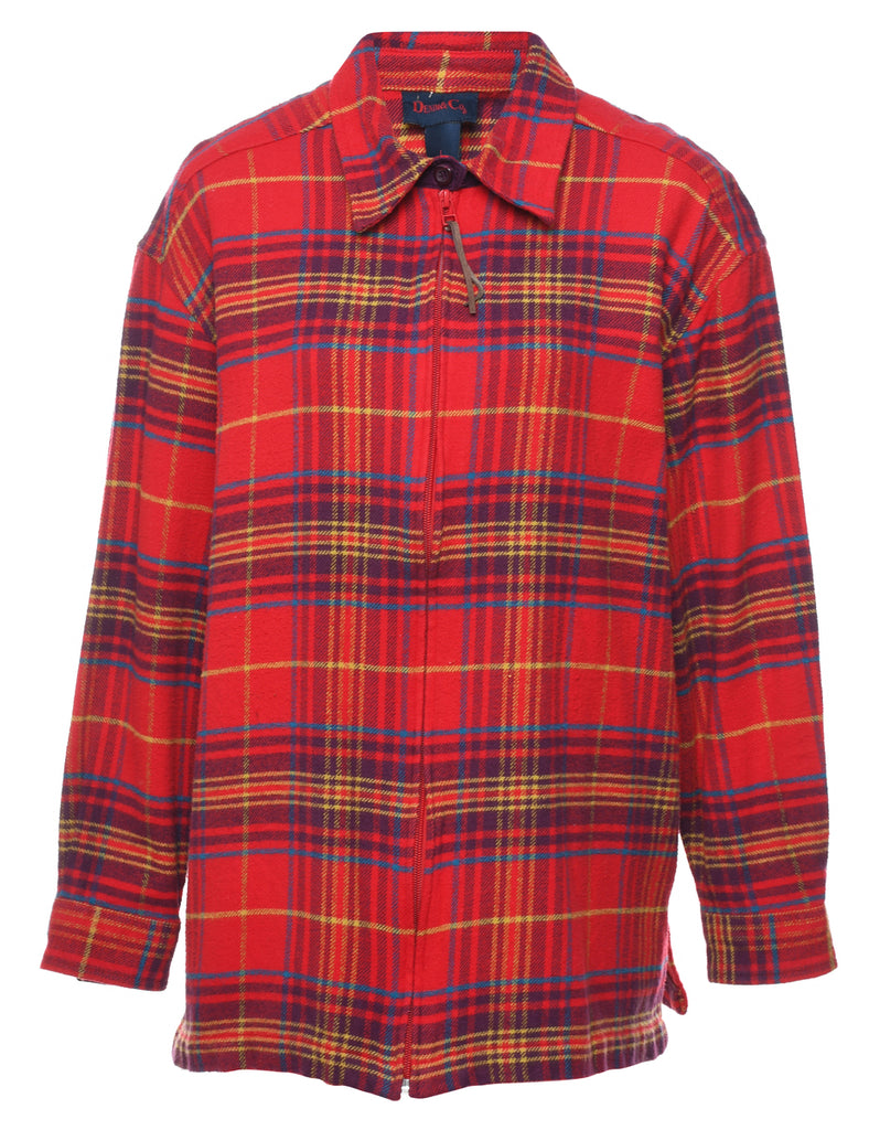 Red Zip Front Checked Shirt - L