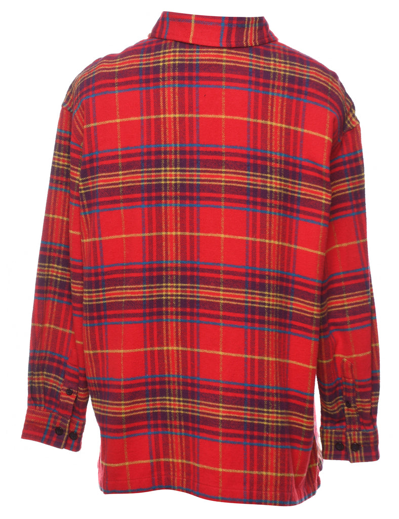 Red Zip Front Checked Shirt - L