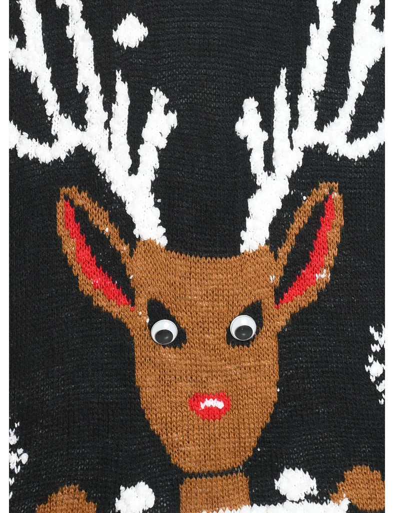 Reindeer Design Christmas Jumper - L