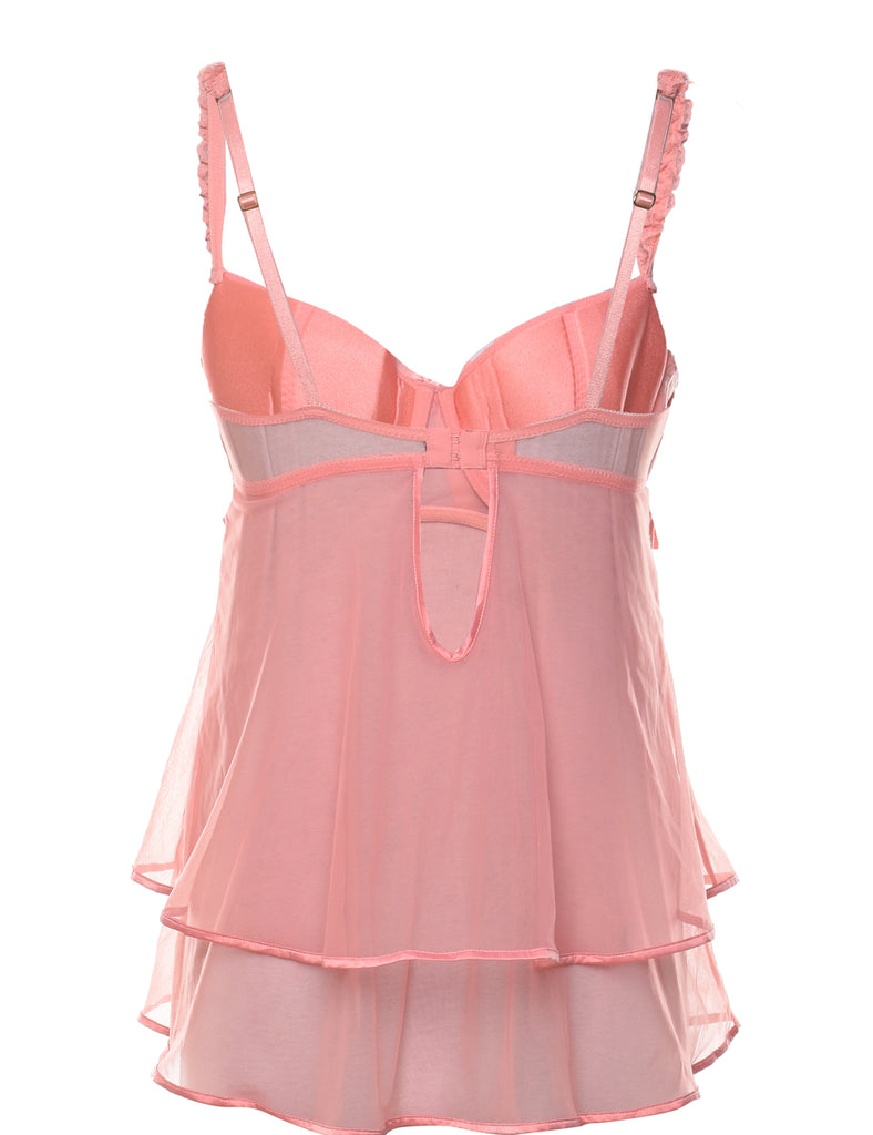 Salmon Pink Y2K Ruffled Babydoll - S