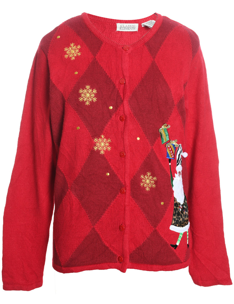 Santa Claus Christmas Cardigan - L