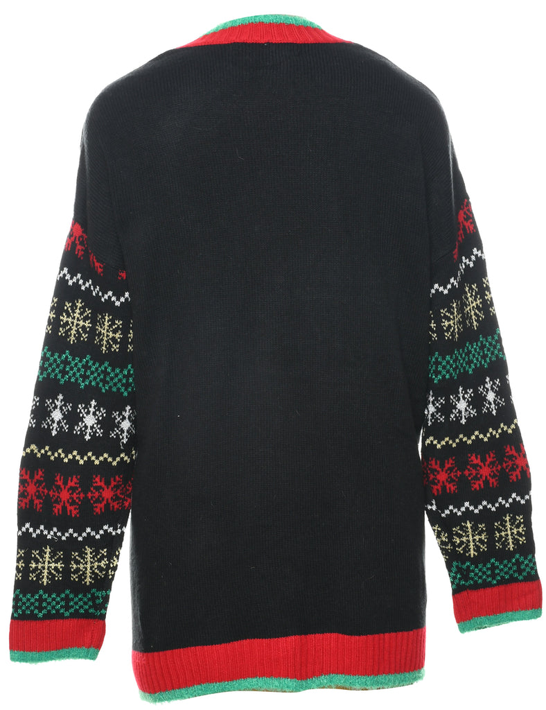 Santa Claus & Reindeer Christmas Cardigan - L