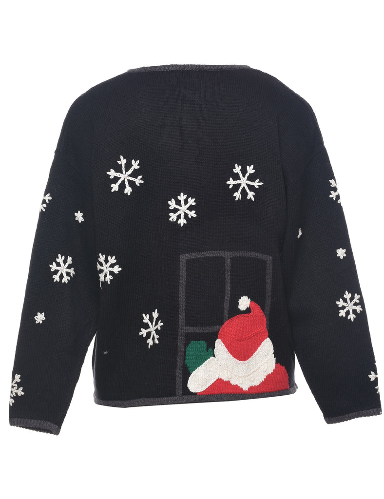 Santa Claus & Reindeer Christmas Cardigan - L