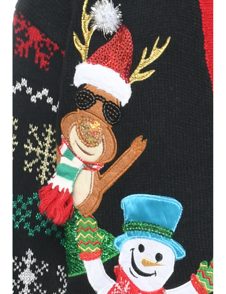 Santa Claus & Reindeer Christmas Cardigan - L