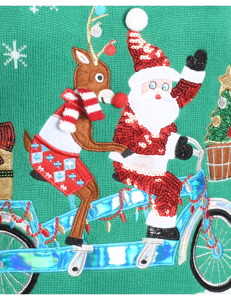 Santa Claus & Reindeer Christmas Jumper - S