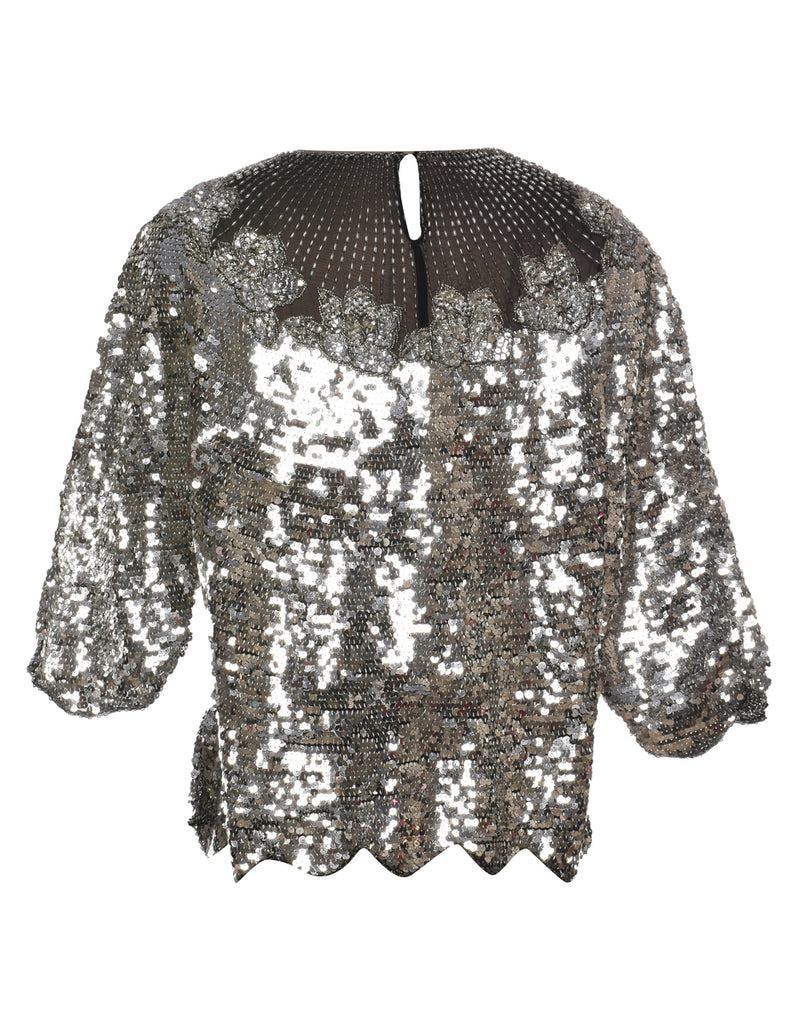 Sequined & Beaded Party Top - L