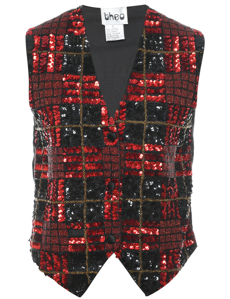 Sequined & Beaded Waistcoat - S