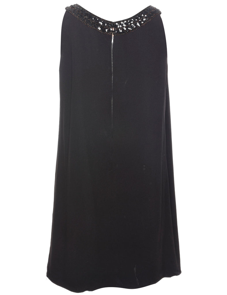 Sequined Black Classic 1960s Shift Dress - XL