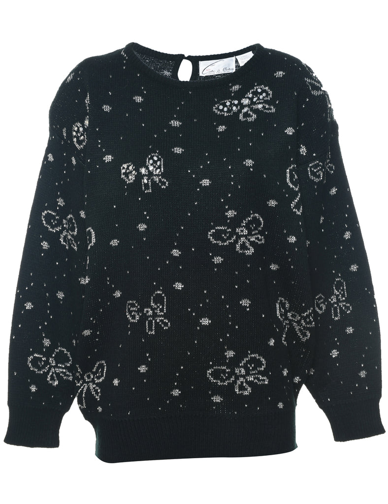 Sequined Black Jumper - L