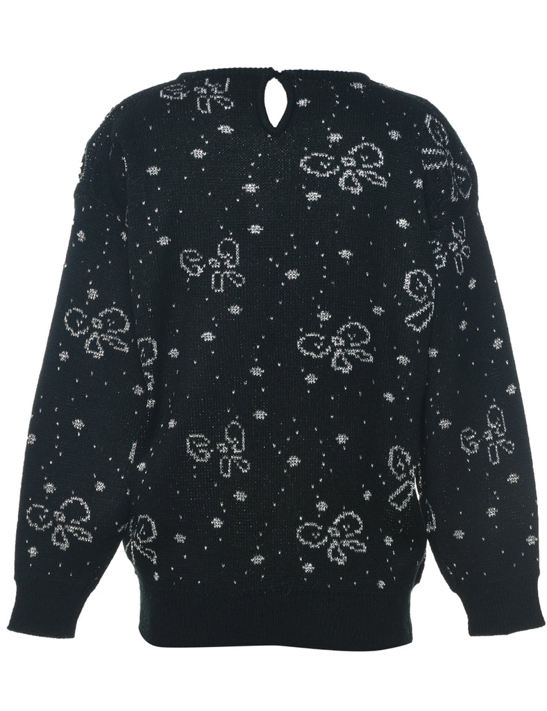 Sequined Black Jumper - L