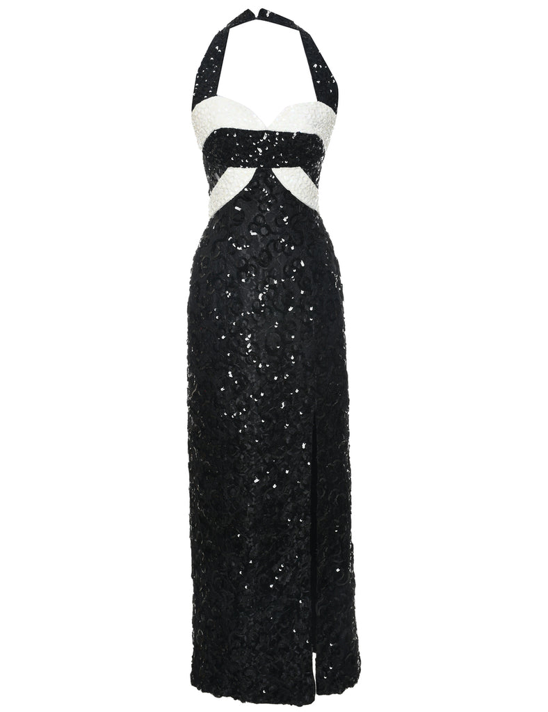 Sequined Black Party Dress - XS