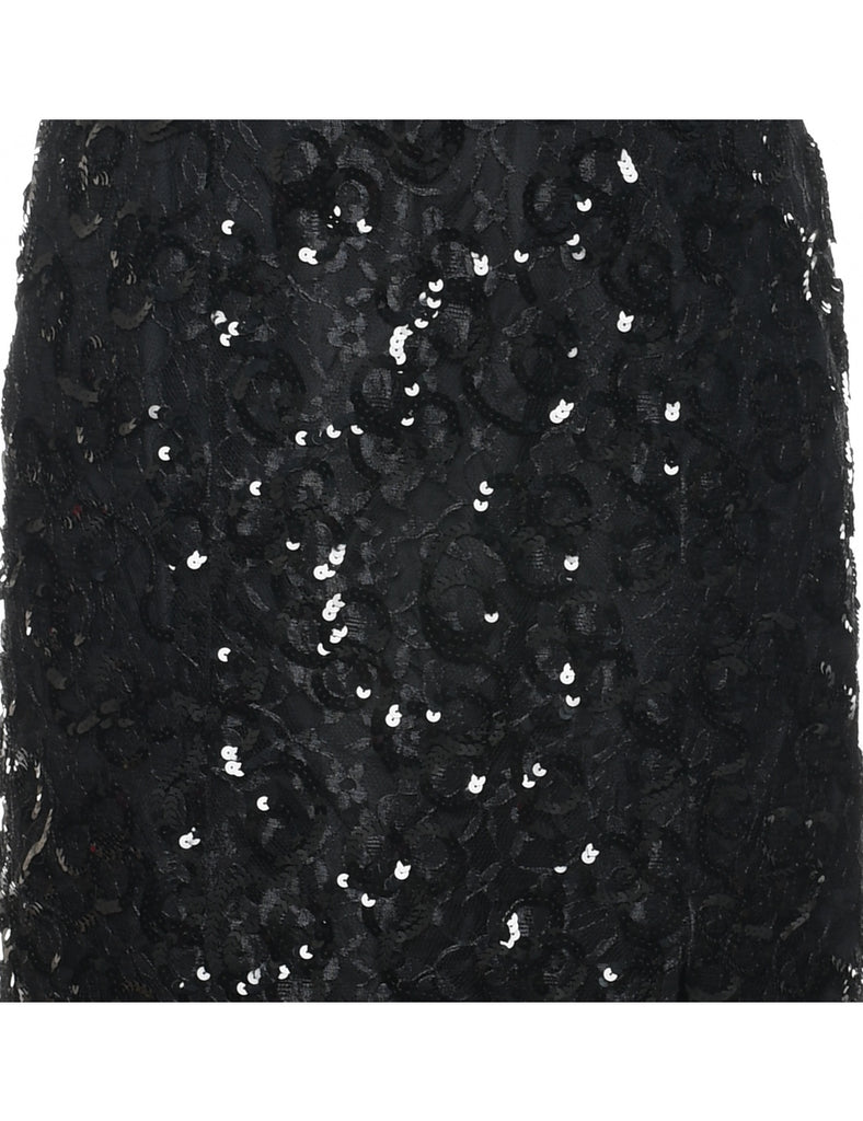 Sequined Black Party Dress - XS