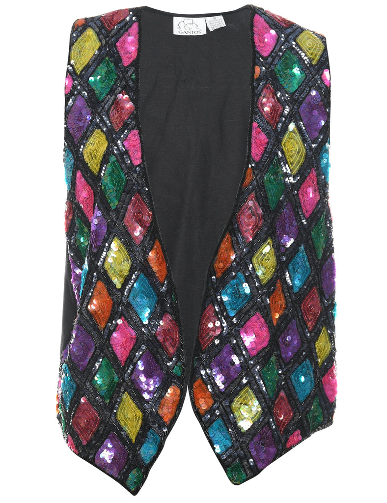 Sequined Black Waistcoat - S