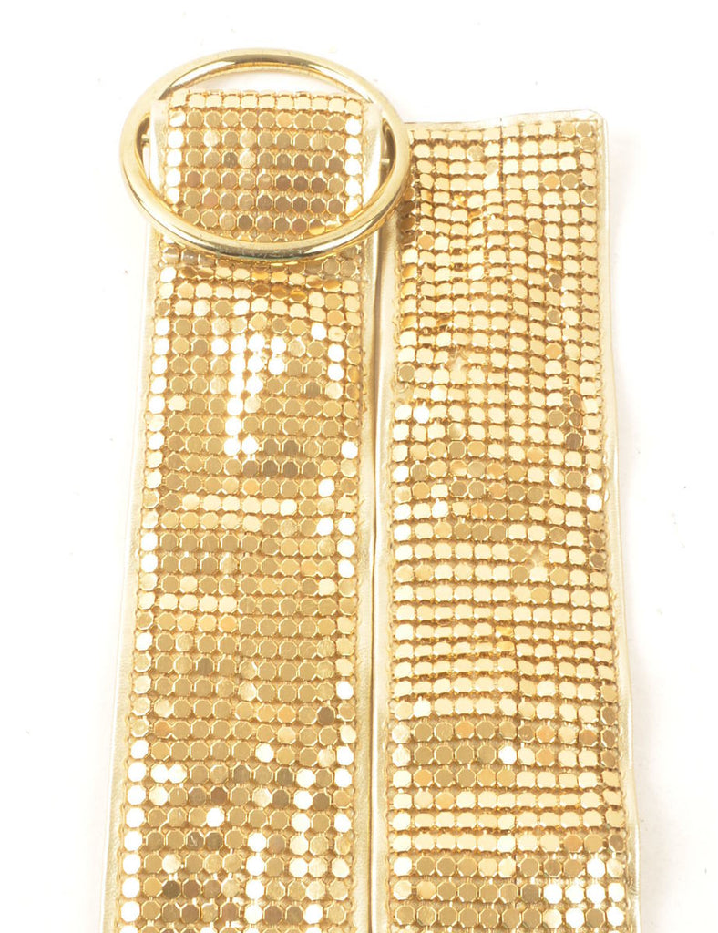 Sequined Gold Fashion Belt - L