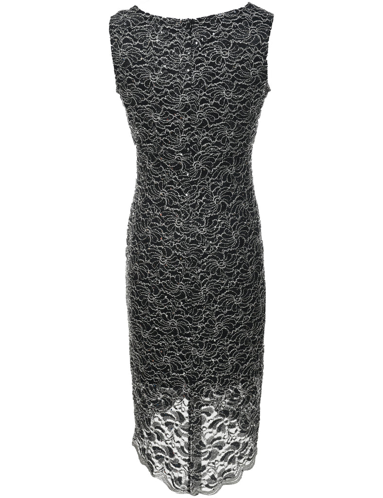 Sequined Lace Evening Dress - S