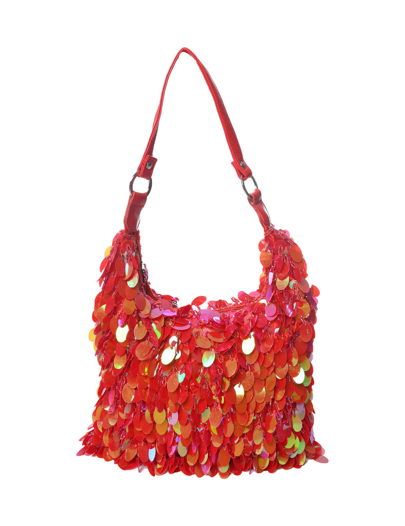 Sequined Red Handbag - M