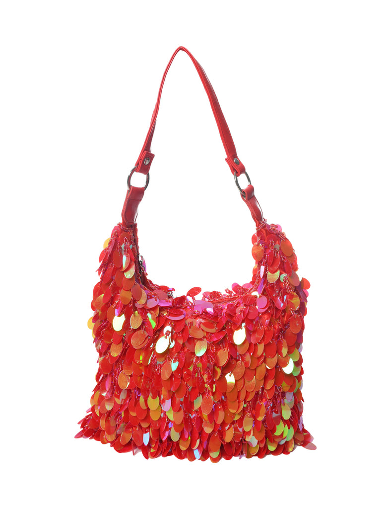 Sequined Red Handbag - M