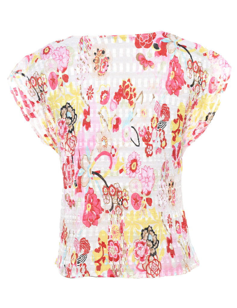 Sequins Floral Print Multi-Colour Party Top - S