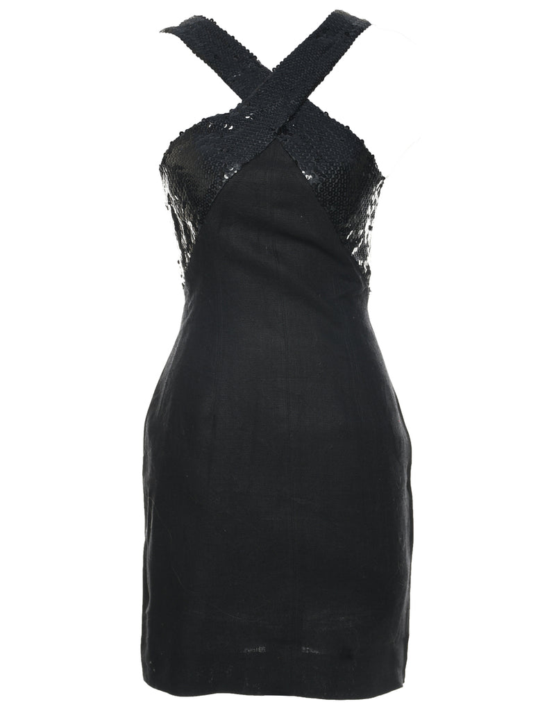 Sequinsed Black Party Dress - XS