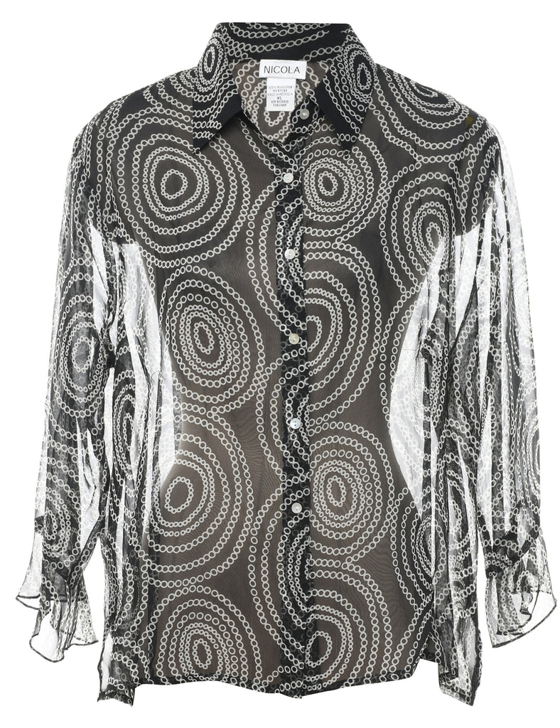 Sheer Effect Geometric Print Shirt - XL