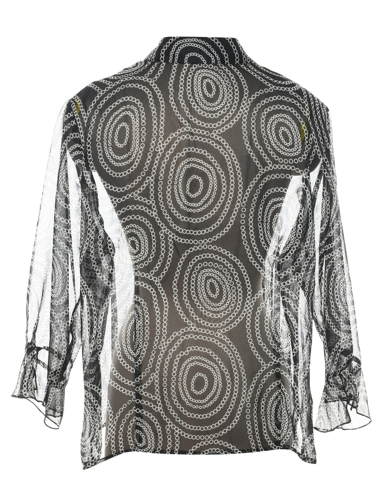 Sheer Effect Geometric Print Shirt - XL