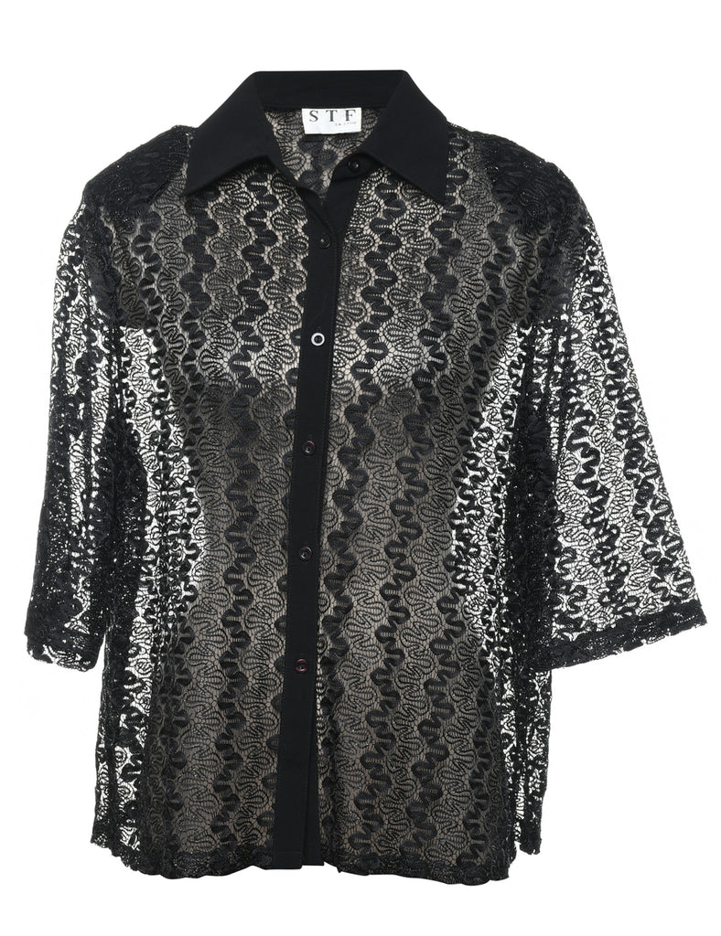 Sheer Effect Lace Shirt - XL