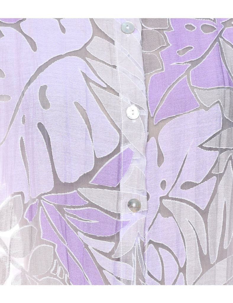 Sheer Effect Lilac Foliage Design Shirt - XL