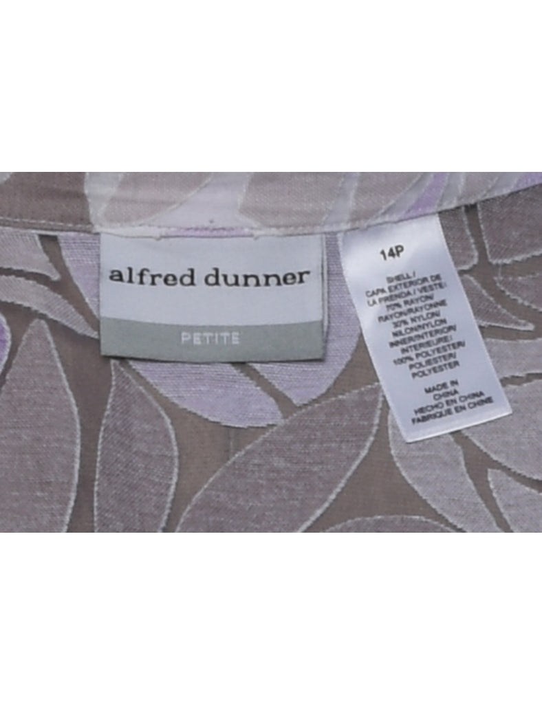 Sheer Effect Lilac Foliage Design Shirt - XL