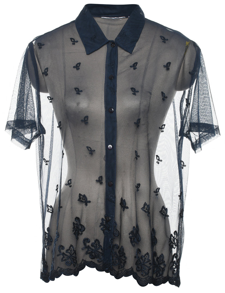 Sheer Effect Navy Shirt - L