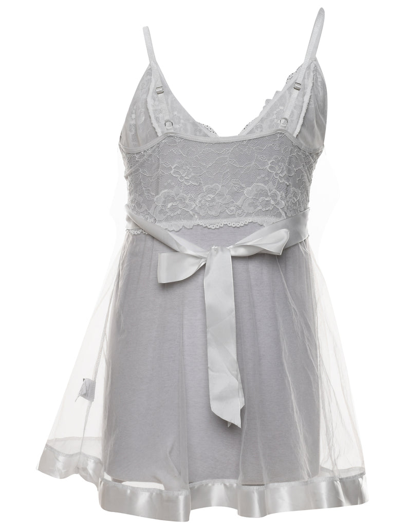 Sheer White Bow Detail Babydoll - M