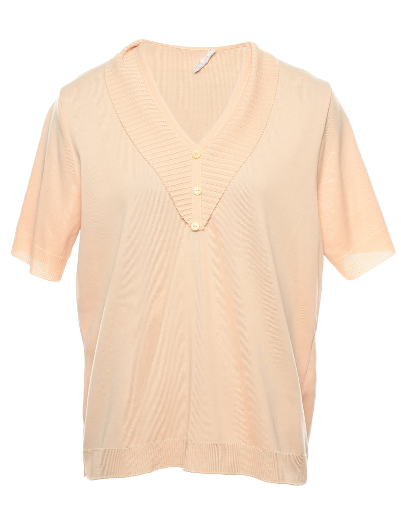 Short Sleeve Beige Jumper - M