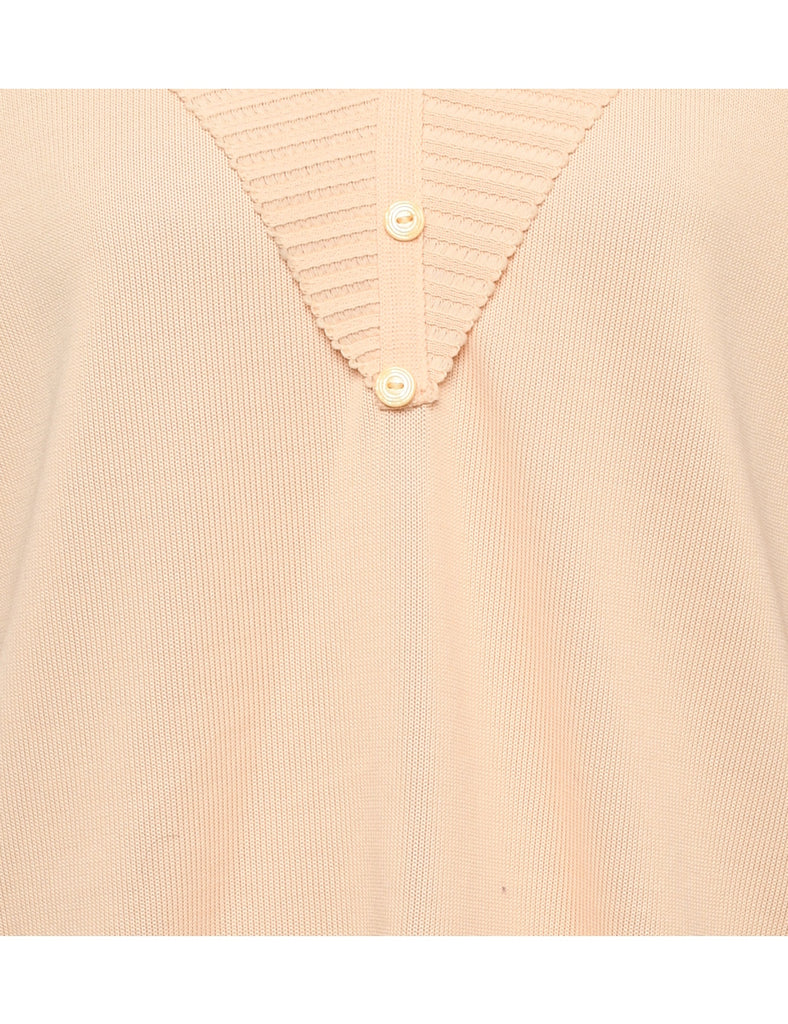 Short Sleeve Beige Jumper - M