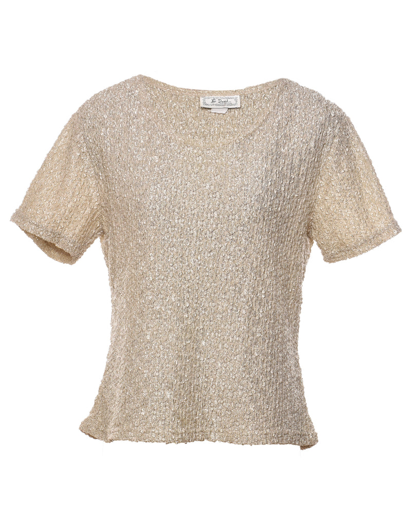 Short Sleeve Light Brown Top - M