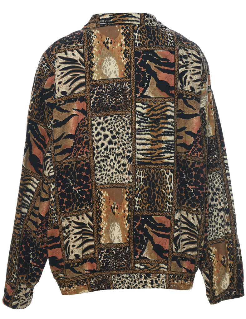 Silk Animal Print Jacket - L