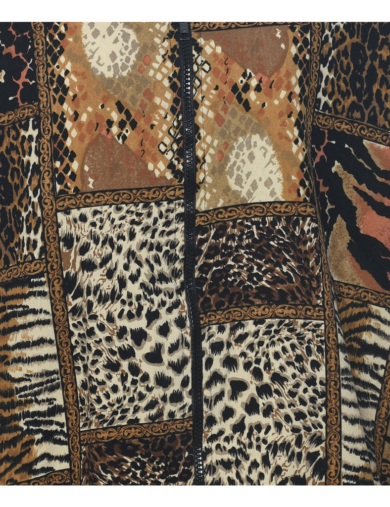 Silk Animal Print Jacket - L