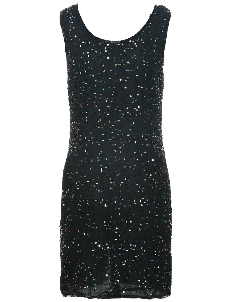 Silk Beaded Evening Dress - S