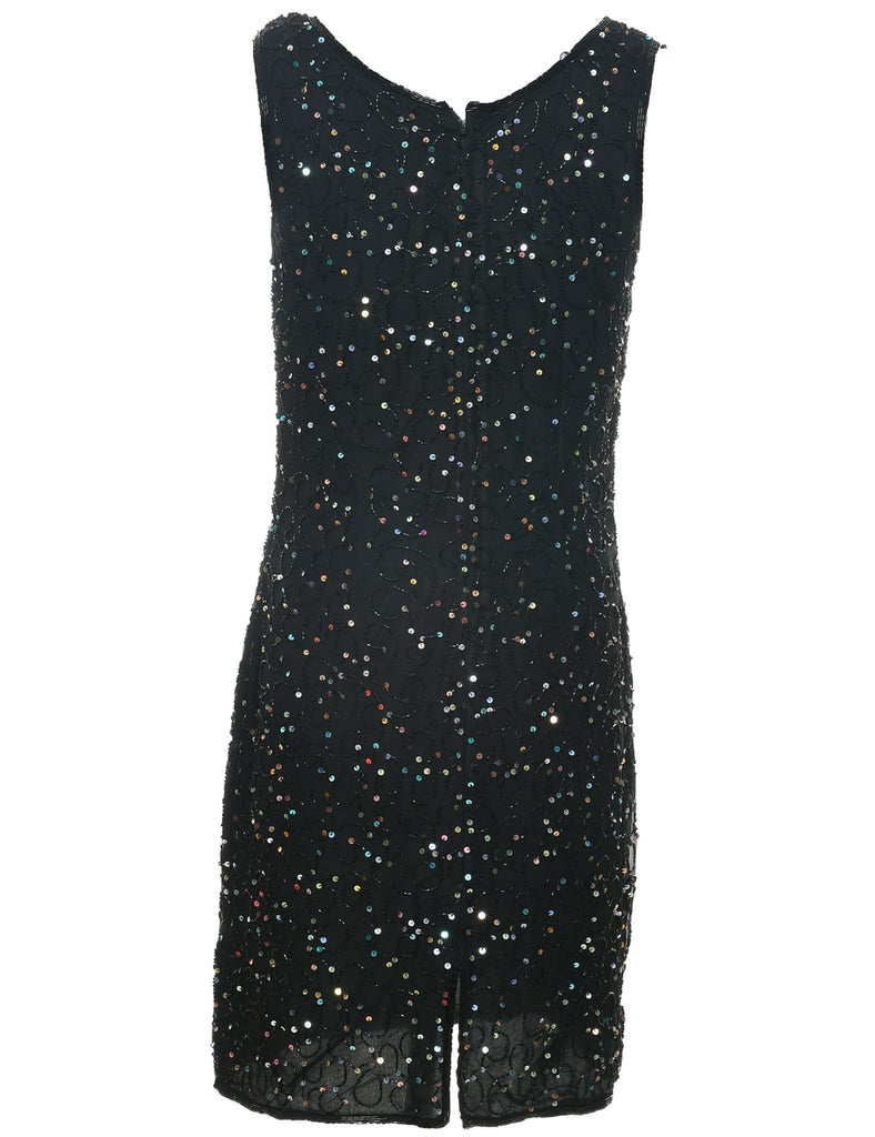 Silk Beaded Evening Dress - S