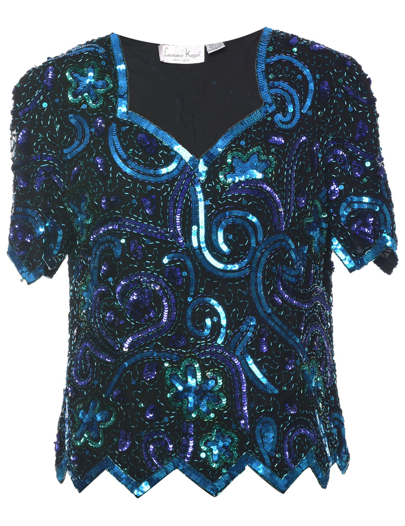 Silk Beaded Evening Top - L