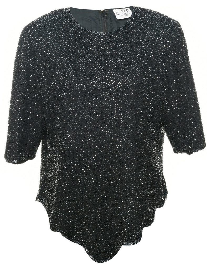 Silk Beaded Evening Top - L