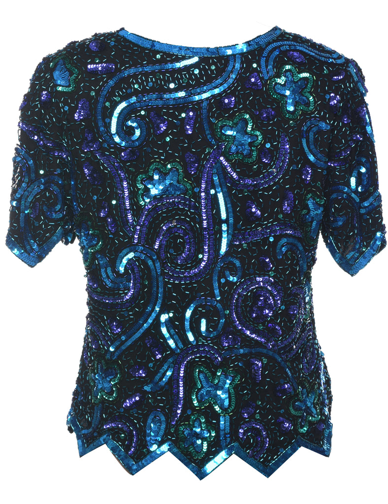 Silk Beaded Evening Top - L